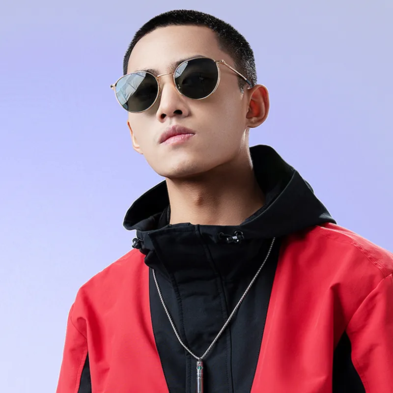 Upthree Metal Round Sunglasses Unisex Gold-2
