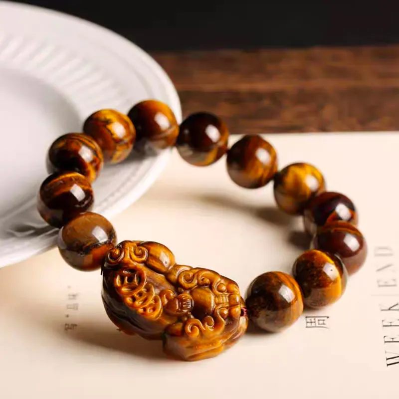 ZKY Tiger's Eye Stone Jade Bracelets Unisex-4