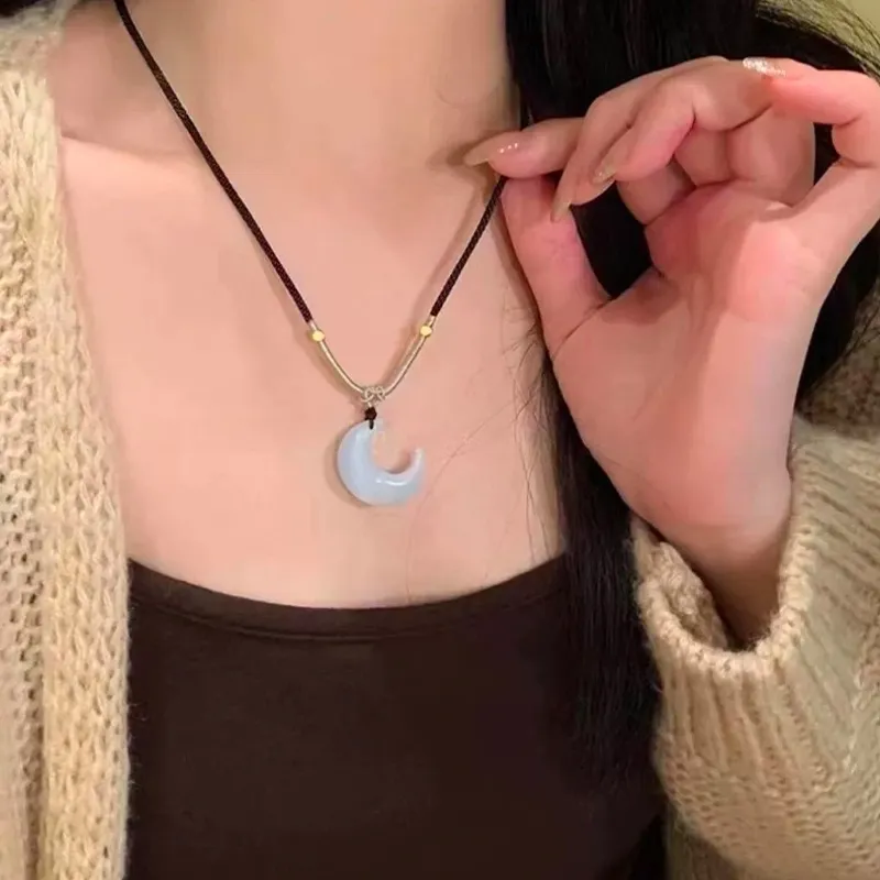 ZKY Glass Cat Eye Necklaces Unisex-3