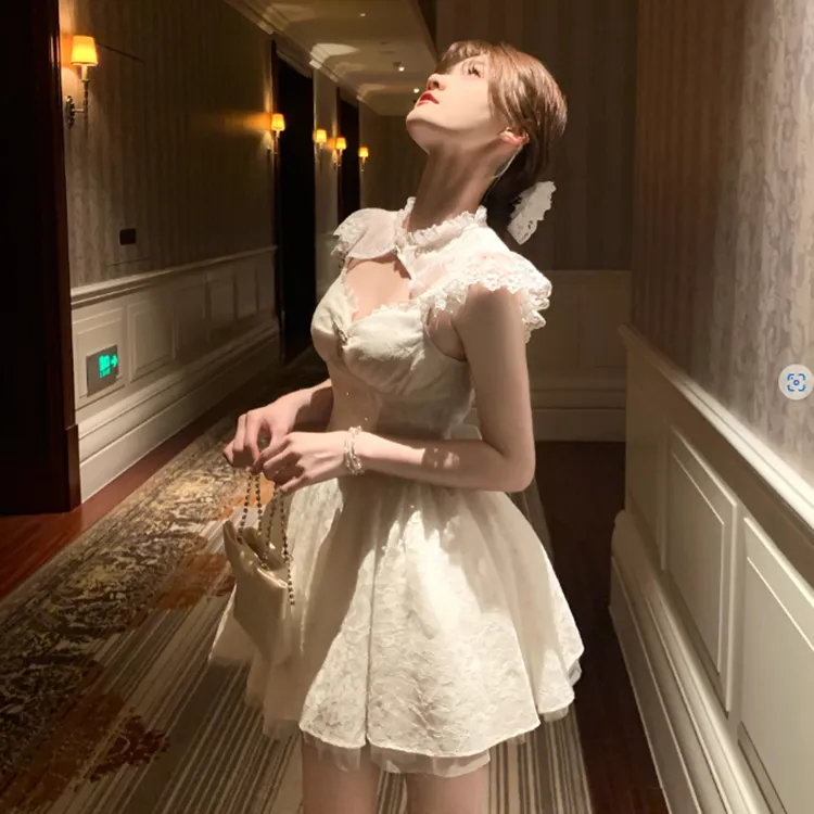 AURORA MUSE Short Sleeved Dress Women's White-5
