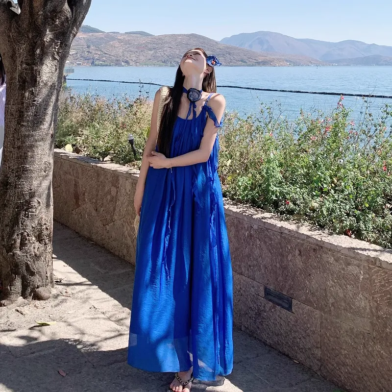AURORA MUSE Slip Dresses Women's Blue-3