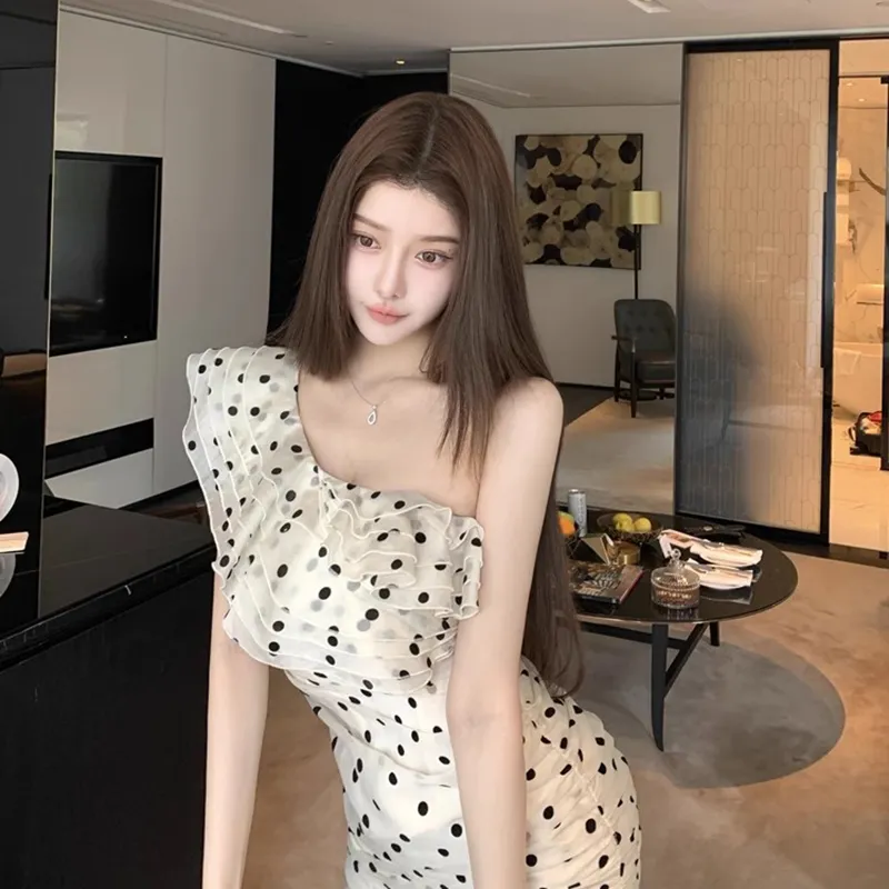AURORA MUSE Short Sleeved Dress Women's Black White Polka Dot-5