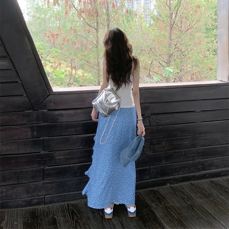 AURORA MUSE Casual Long Skirt Women's Blue-6