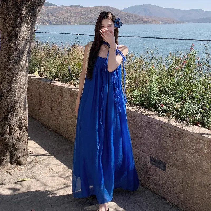 AURORA MUSE Slip Dresses Women's Blue-2