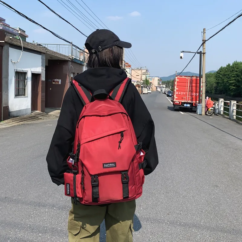 ZOGA Nylon Backpack Unisex Ivory/Black Red-13