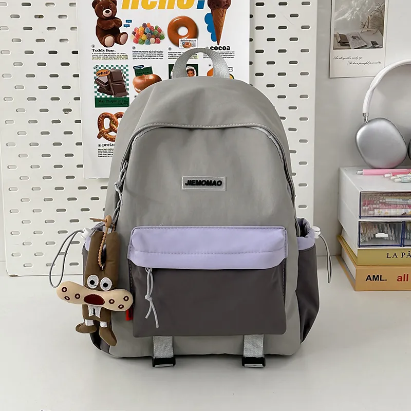ZOGA Nylon Backpack Unisex Gray Purple/Gray Brown/White Green/White Brown-1