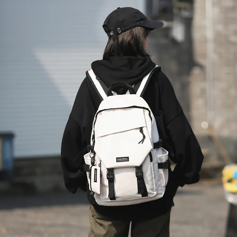ZOGA Nylon Backpack Unisex Ivory/Black Red-3