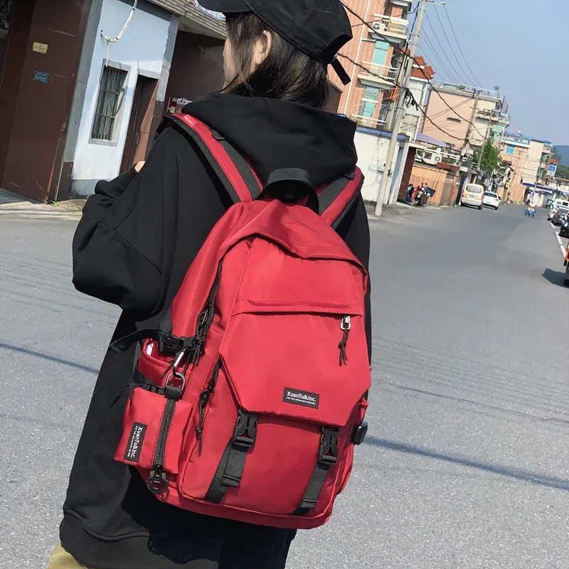 ZOGA Nylon Backpack Unisex Ivory/Black Red-16