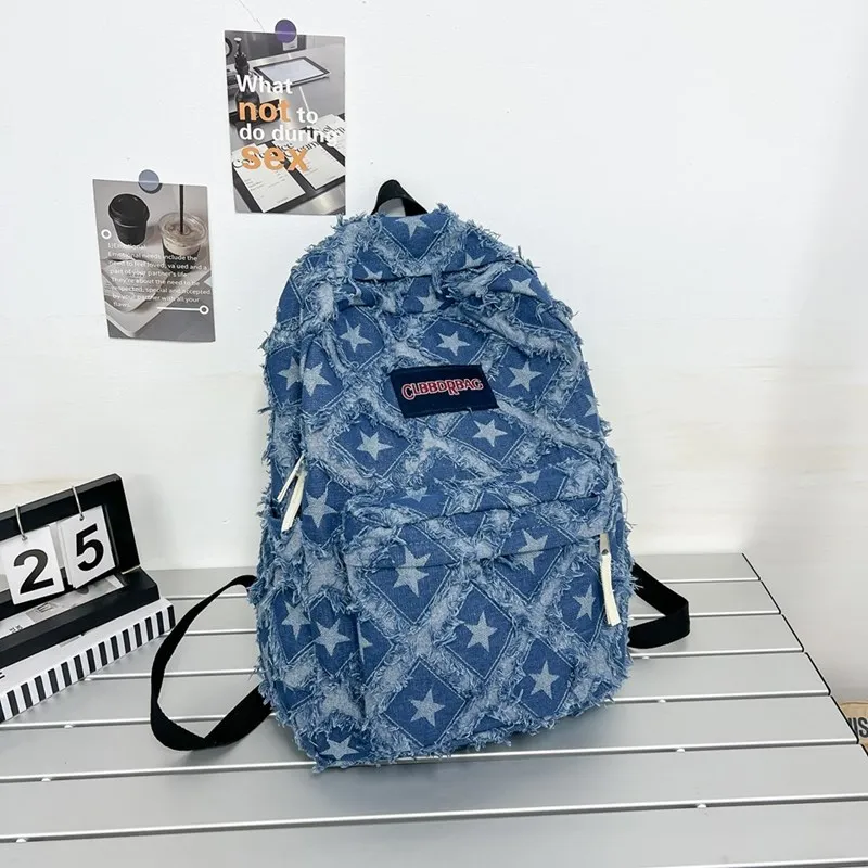 ZOGA Denim Backpack Unisex Royal Blue/Blue/Light Blue-4