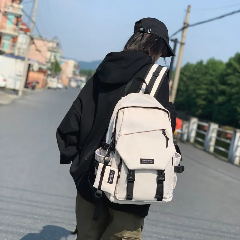 ZOGA Nylon Backpack Unisex Ivory/Black Red-5