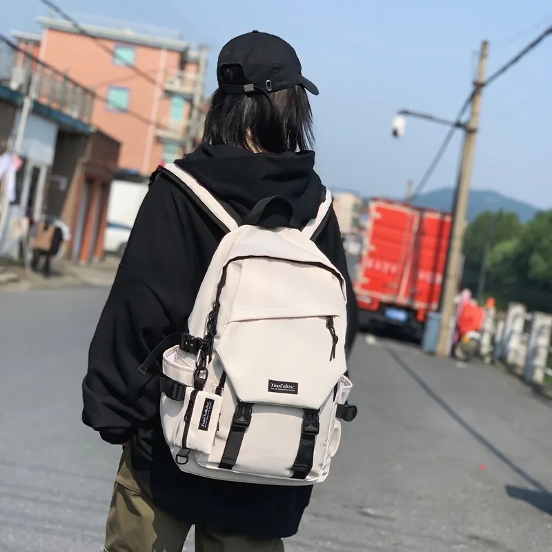 ZOGA Nylon Backpack Unisex Ivory/Black Red-2