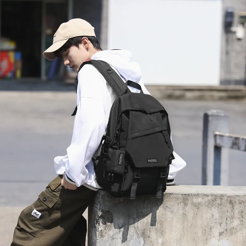 ZOGA Nylon Backpack Unisex Ivory/Black Red-11