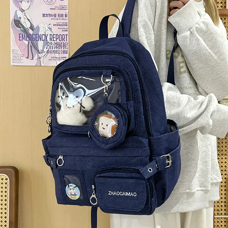 ZOGA Denim Backpack Unisex Black/Blue/Dark Blue-14