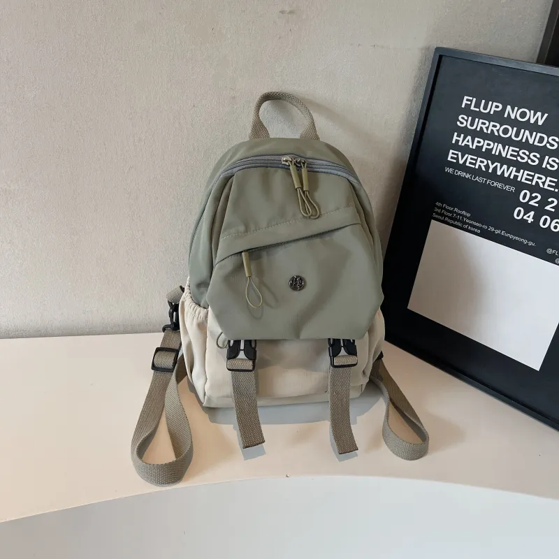 ZOGA Fabric Backpack Regular Unisex Green/Pink/Gray-11