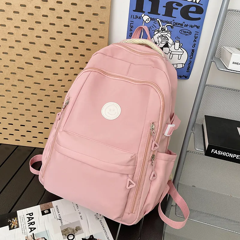 ZOGA Nylon Backpack Unisex Black/Pink/Khaki-1