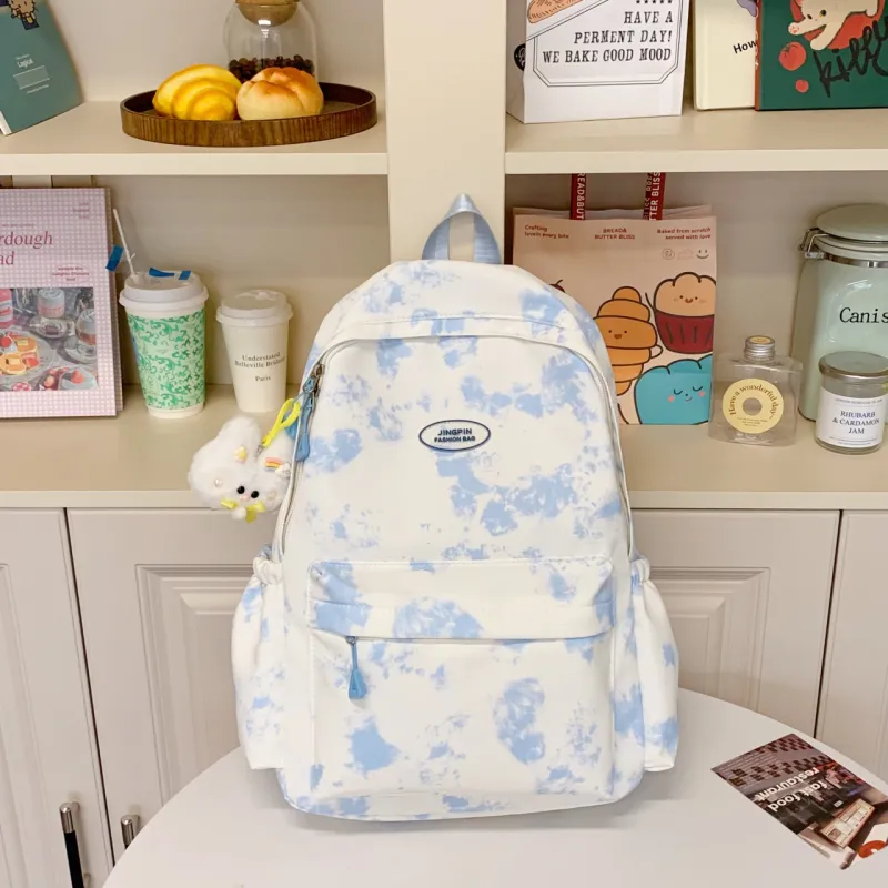 ZOGA Nylon Fabric Backpack Women's Khaki/Sky Blue-1