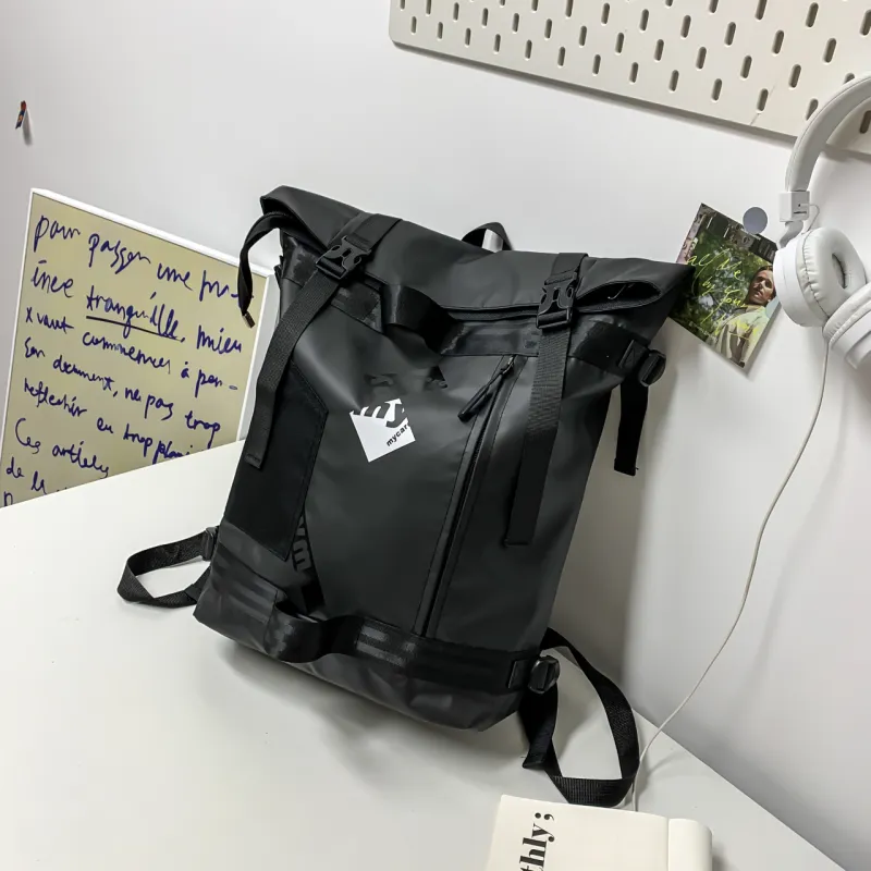ZOGA Oxford Canvas Backpack Unisex Black Brown-1