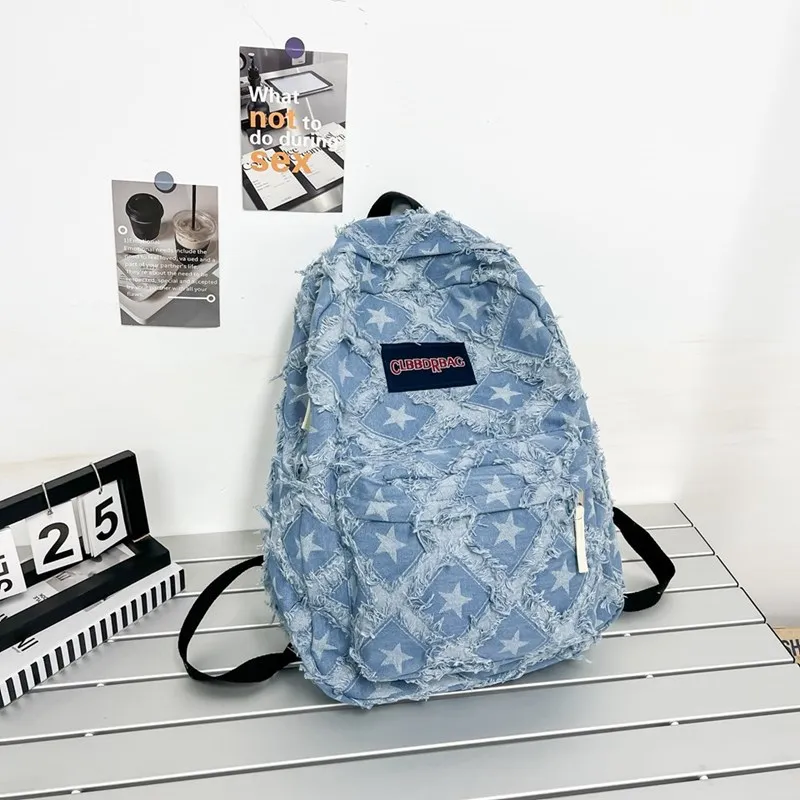 ZOGA Denim Backpack Unisex Royal Blue/Blue/Light Blue-7