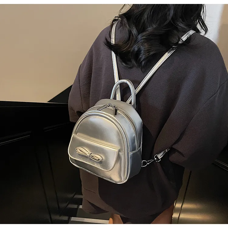 PULUWIRR PU Backpack Women's White/Silver/Black/Green/Pink-11