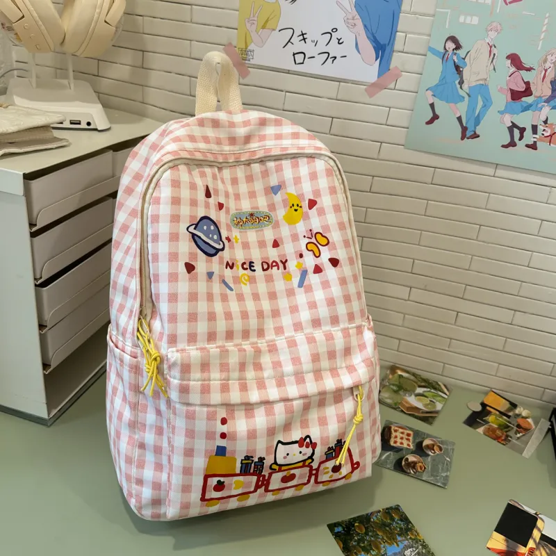 ZOGA Nylon Refreshing Preppy Style Versatile Large Capacity Backpack Women's Pink-6
