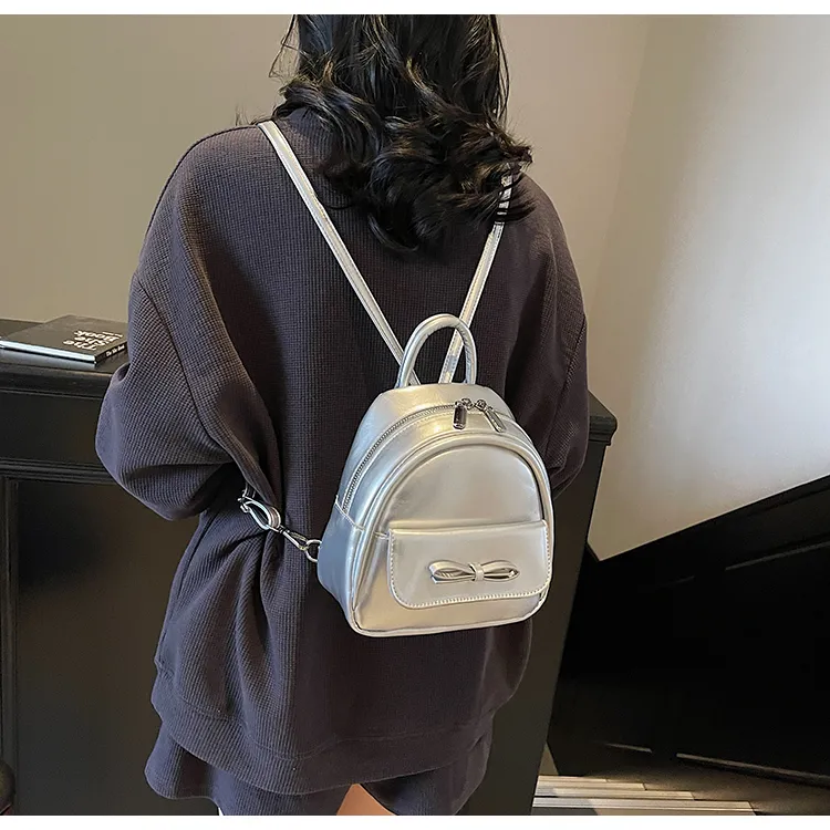PULUWIRR PU Backpack Women's White/Silver/Black/Green/Pink-12