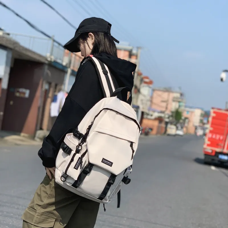 ZOGA Nylon Backpack Unisex Ivory/Black Red-1
