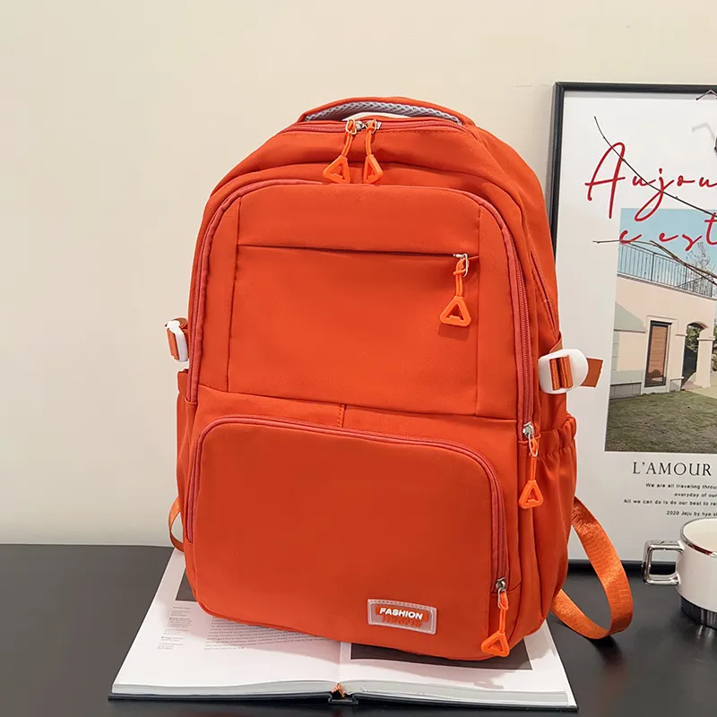 ZOGA Nylon Fabric Backpack Unisex Gray/Black/Orange Red/Green-7