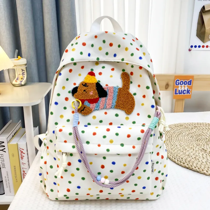 ZOGA Nylon Backpack Women's White Stars/Beige Stars-5