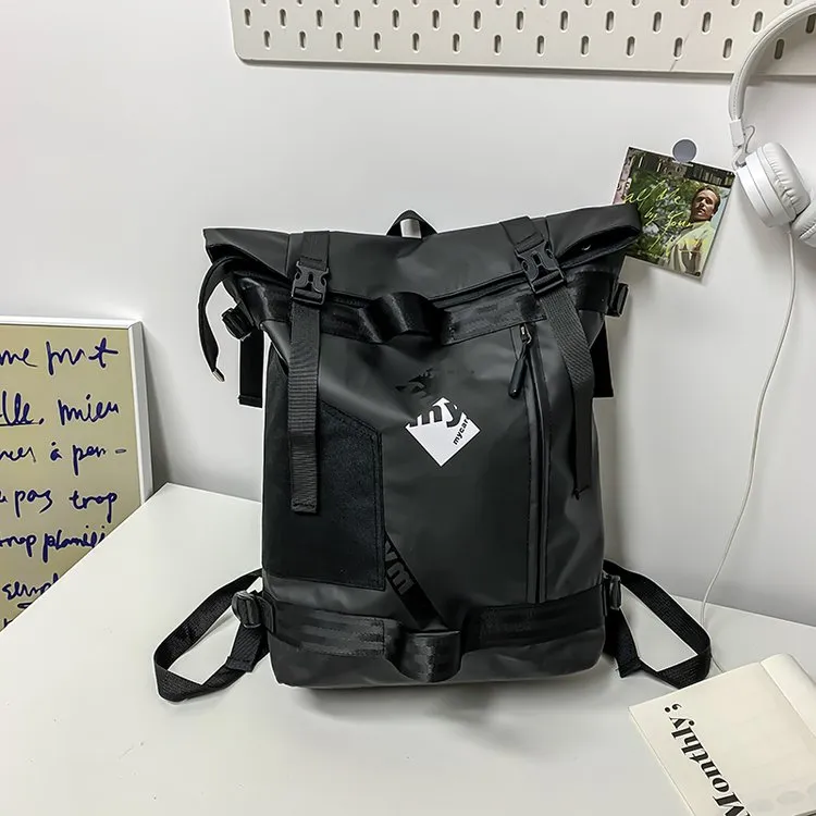 ZOGA Oxford Canvas Backpack Unisex Black Brown-4