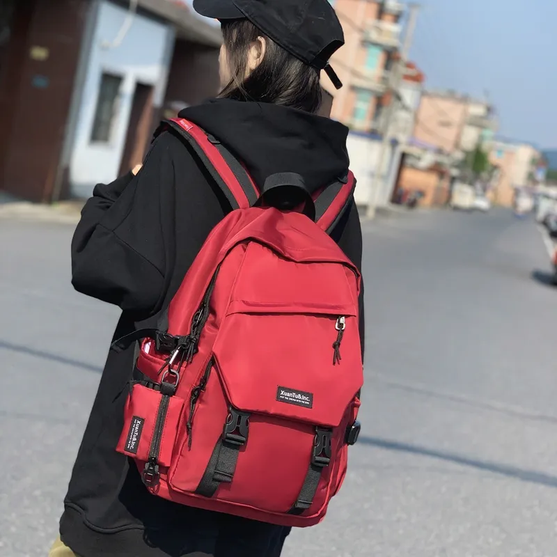 ZOGA Nylon Backpack Unisex Ivory/Black Red-14