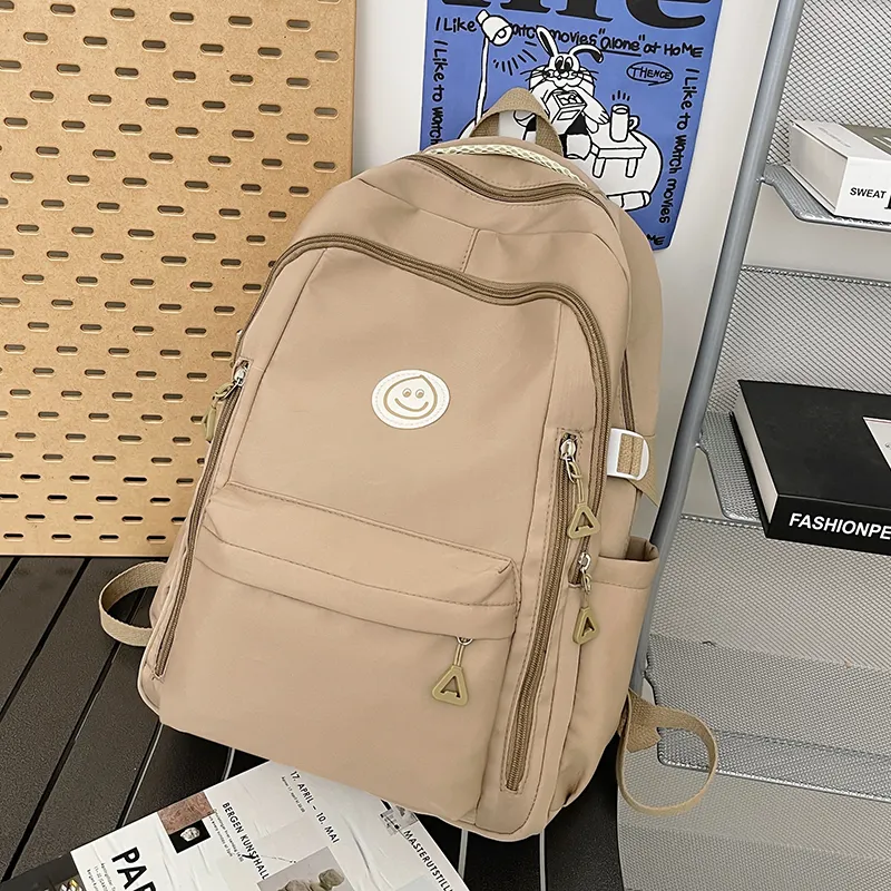 ZOGA Nylon Backpack Unisex Black/Pink/Khaki-3