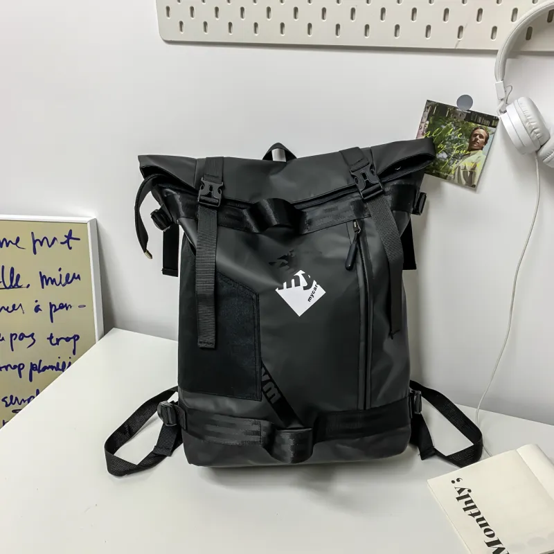 ZOGA Oxford Canvas Backpack Unisex Black Brown-2