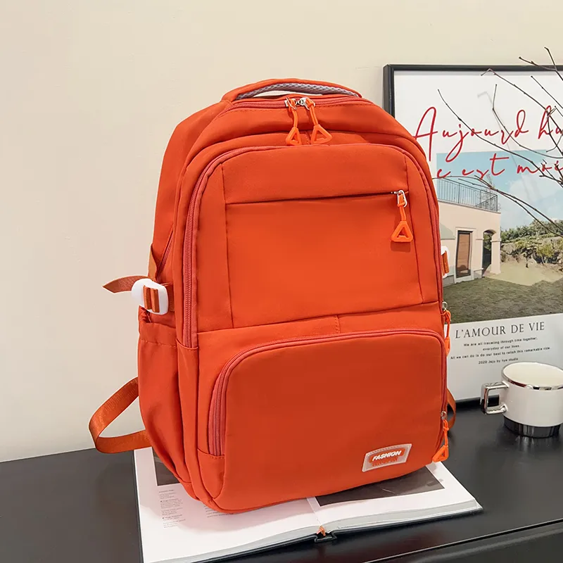 ZOGA Nylon Fabric Backpack Unisex Gray/Black/Orange Red/Green-8