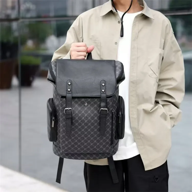 ZOGA PU Backpack Regular Men's Pattern Brown/Black Pattern-6