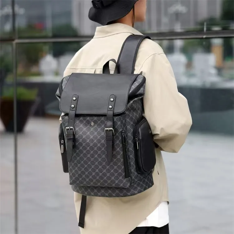 ZOGA PU Backpack Regular Men's Pattern Brown/Black Pattern-5