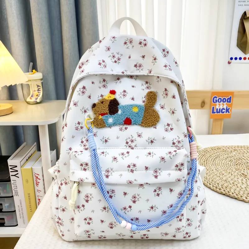 ZOGA Nylon Backpack Women's White Stars/Beige Stars-11