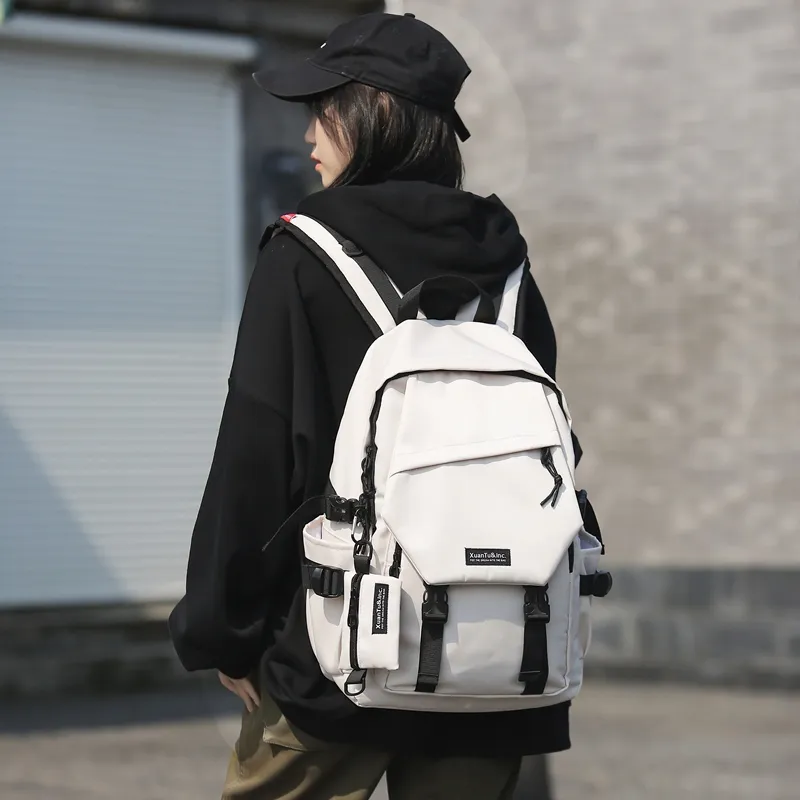 ZOGA Nylon Backpack Unisex Ivory/Black Red-4