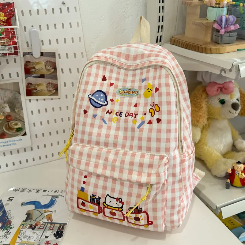 ZOGA Nylon Refreshing Preppy Style Versatile Large Capacity Backpack Women's Pink-2