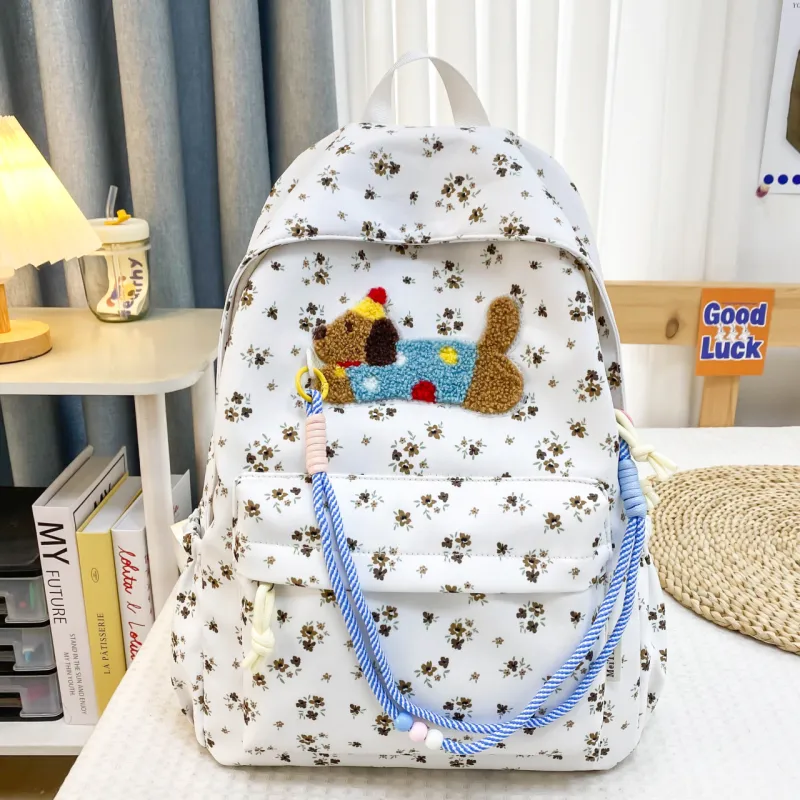 ZOGA Nylon Backpack Women's White Stars/Beige Stars-9