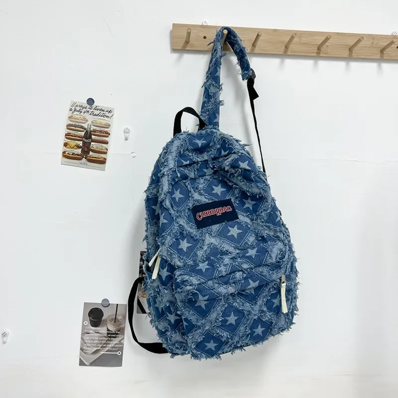 ZOGA Denim Backpack Unisex Royal Blue/Blue/Light Blue-5