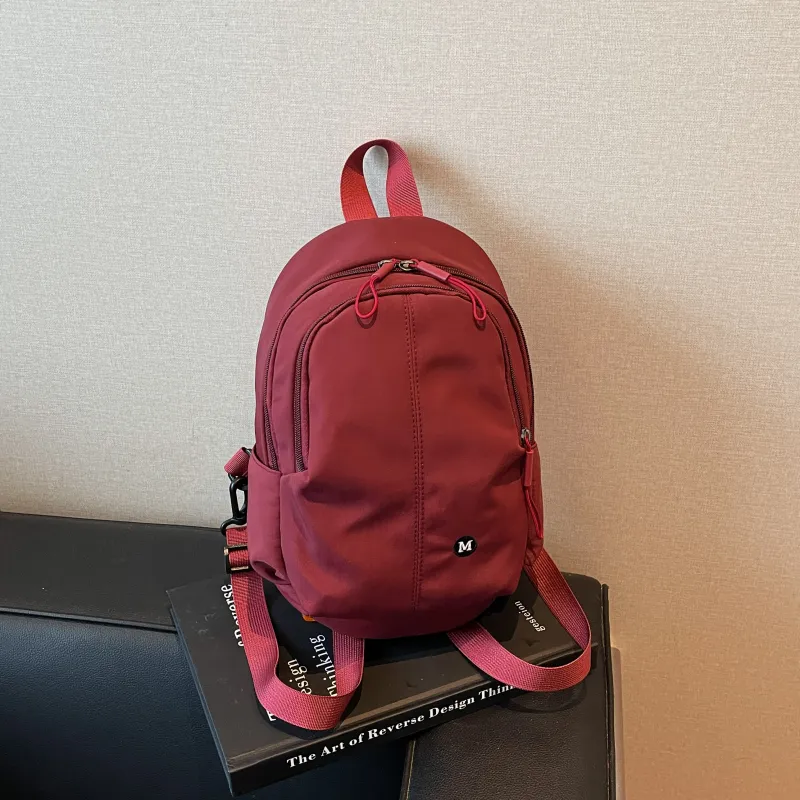 ZOGA Fabric Backpack Regular Unisex Ecru/Black/Burgundy/Green-16