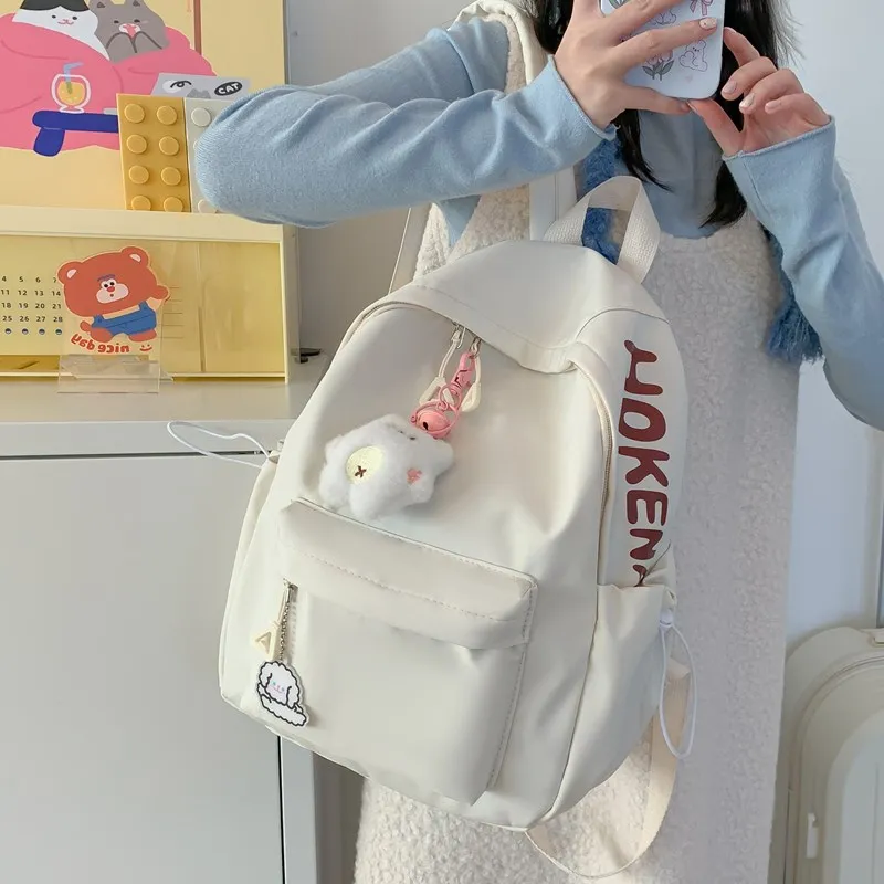 ZOGA Composite Cloth Backpack Regular Unisex White/Black/Pink/Lake Blue/Yellow-5