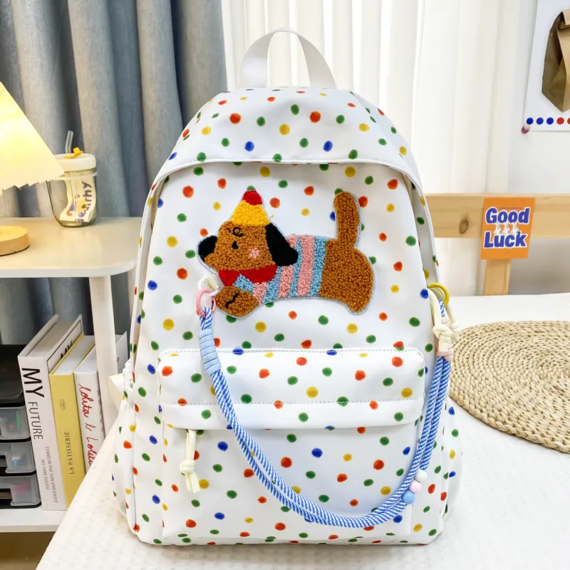 ZOGA Nylon Backpack Women's White Stars/Beige Stars-7