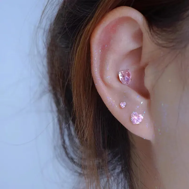 JOLLY SEASONS S999 Fine Silver Stud Earrings Women's Pink-2
