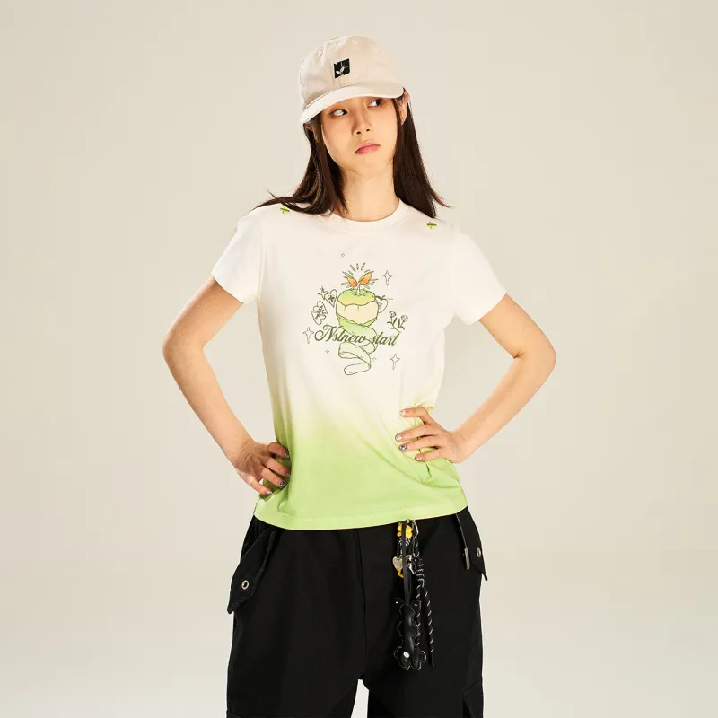NSTNEW START T-Shirts Women's White Green Gradient-2