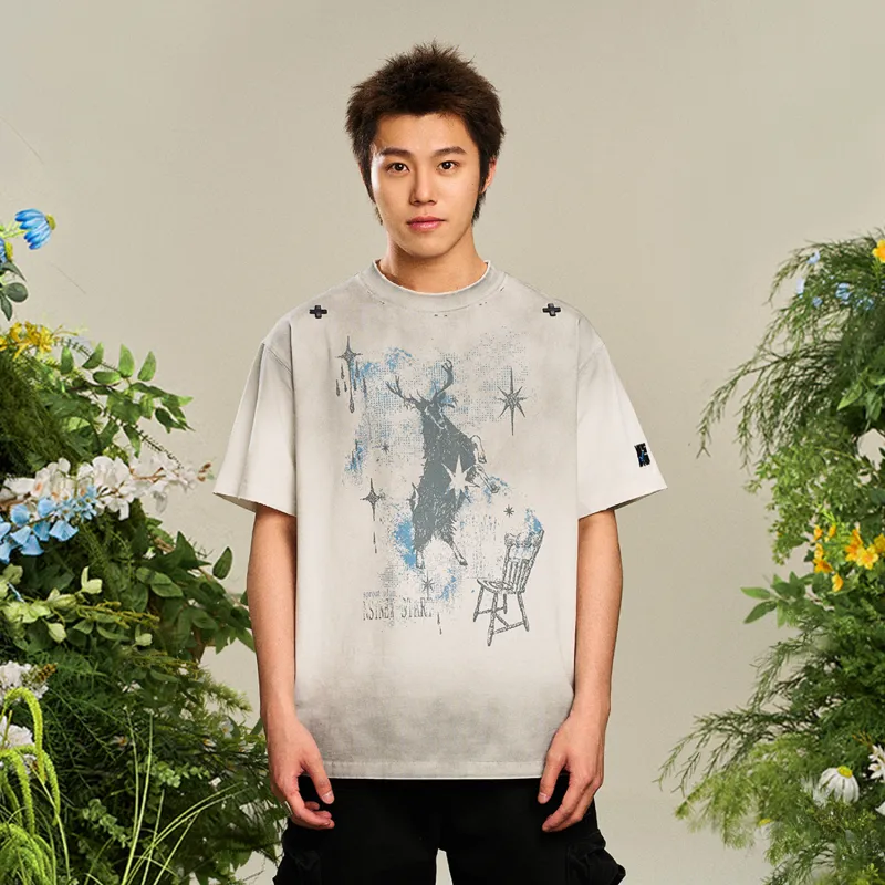 NSTNEW START T Shirts Unisex Dirty Dyed Light Gray-6