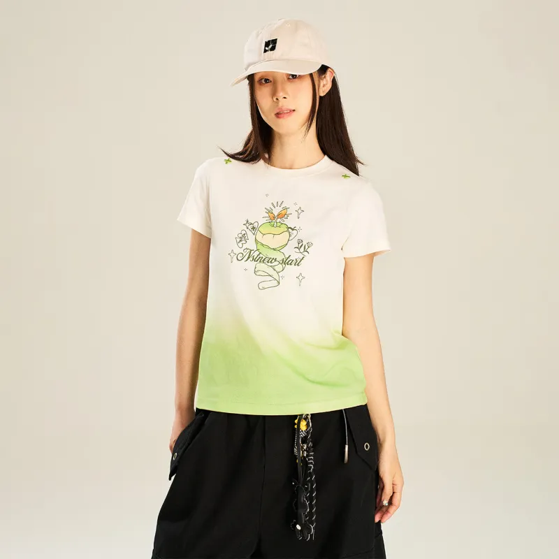 NSTNEW START T-Shirts Women's White Green Gradient-3