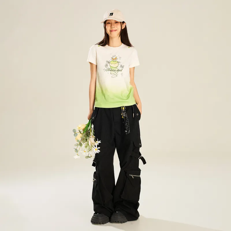 NSTNEW START T-Shirts Women's White Green Gradient-6