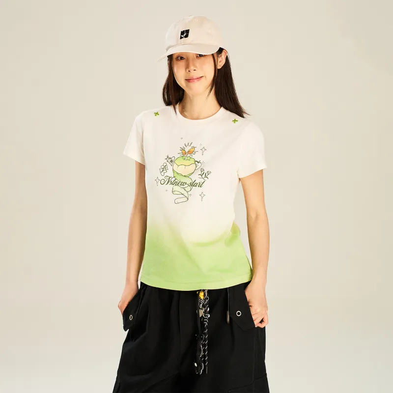 NSTNEW START T-Shirts Women's White Green Gradient-5