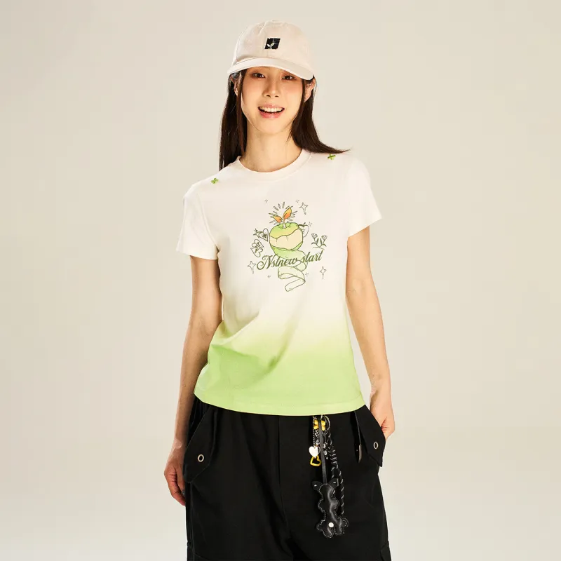 NSTNEW START T-Shirts Women's White Green Gradient-4